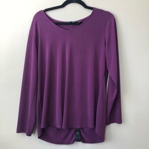 Susan Graver Everyday Purple Long Sleeve Top Buttons Down the Back
